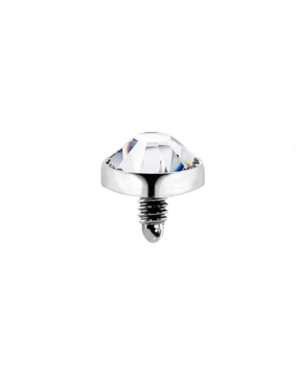 Terminale Dermal in Titanio G23 ASTM F136 con Cristallo Incastonato